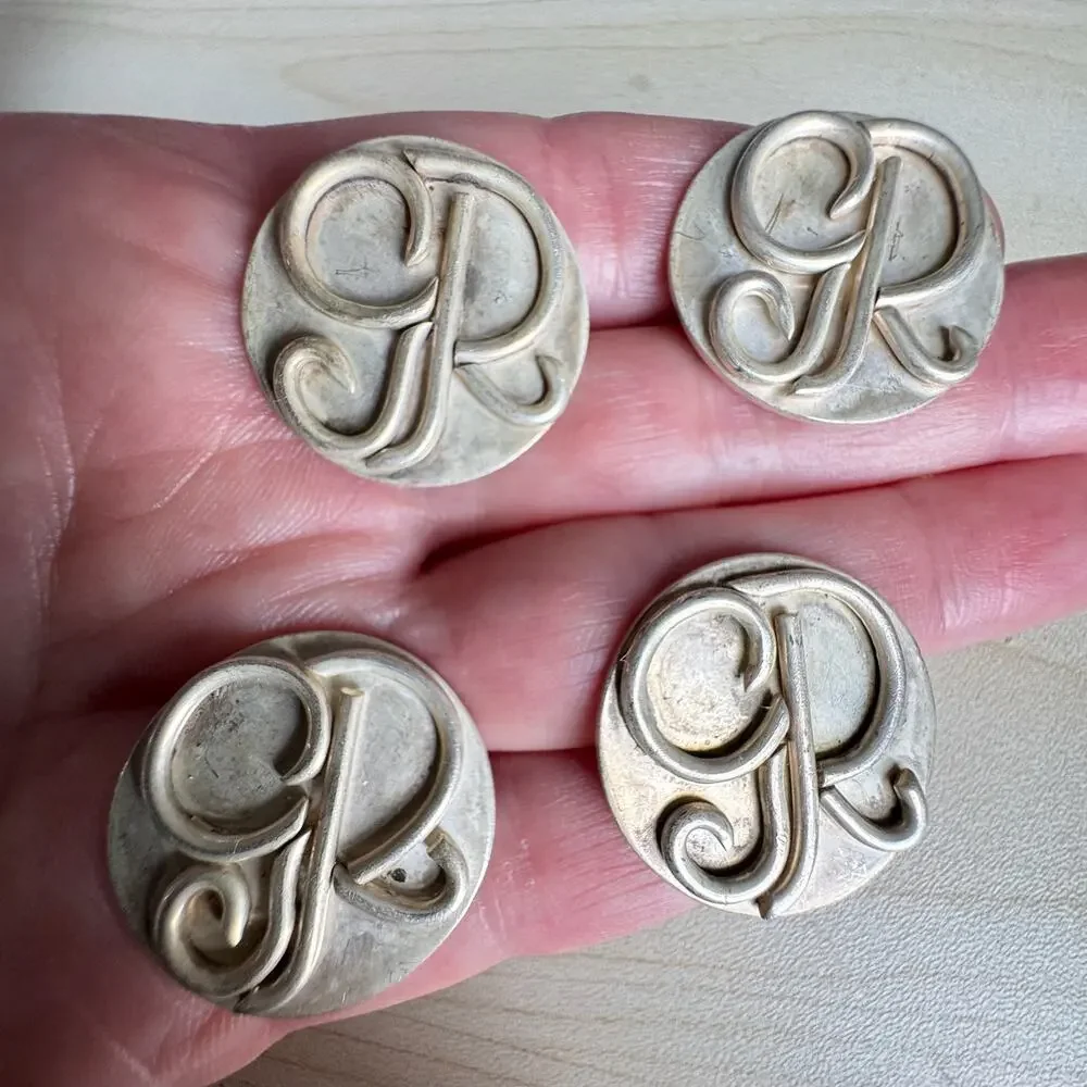 Set of 4 Vintage Sterling Silver Livery Buttons